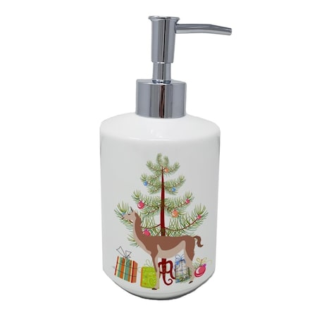 Carolines Treasures 7 x 3.5 in. Guanaco Christmas Ceramic Soap Dispenser, Teal BB9288SOAP